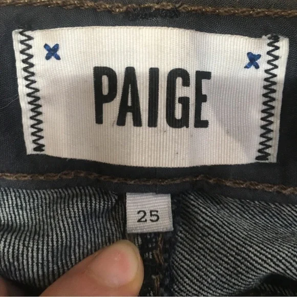 PAIGE double zipper edgy goth dark wash skinny jeans size 25 - Picture 4 of 5